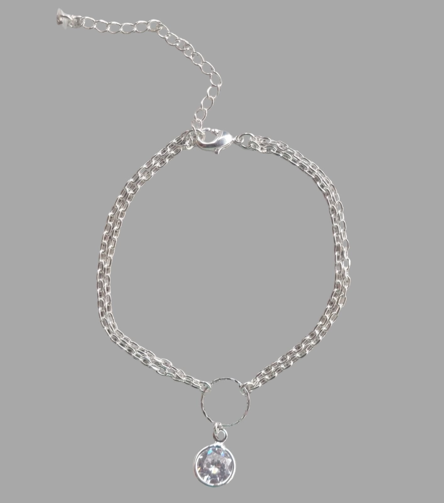 PULSEIRA DUPLA COM CIRCULO VAZADO E ZIRCONIA