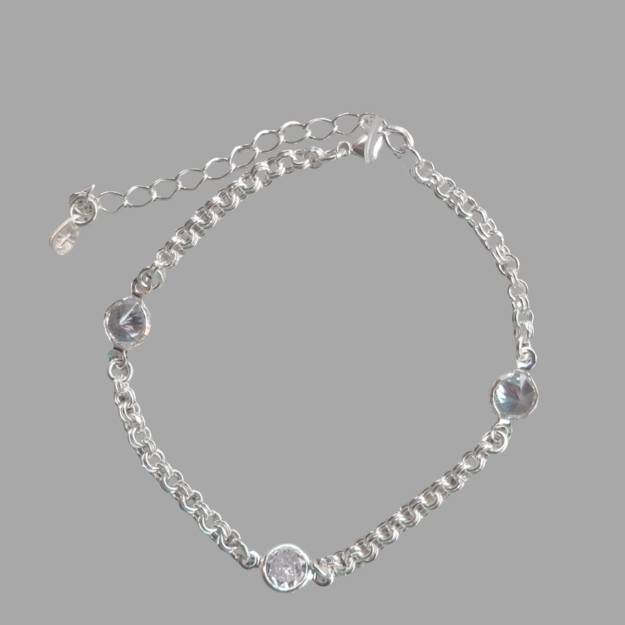 PULSEIRA ELO PORTUGUÊS DUPLO C/ 3 ZIRCÔNIAS