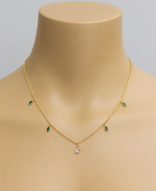 COLAR ELO PORTUGUÊS E FLORES DE ZIRCONIA